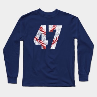 Vintage #47 Baseball Laces Baseball Mom Jersey Love Baseball Long Sleeve T-Shirt